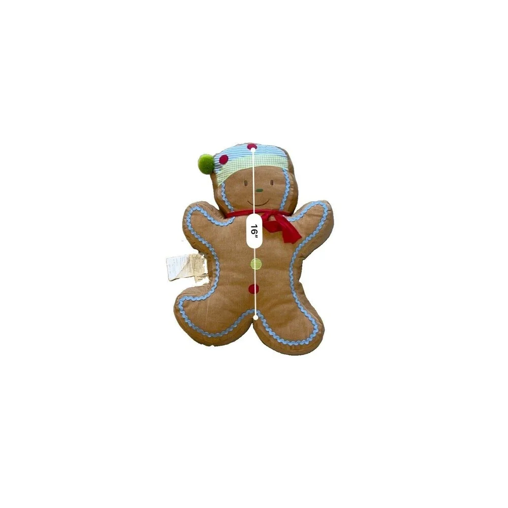 St. Nicholas Square Gingerbread Man Decorative Pillow 20” Appliqué Embroidered